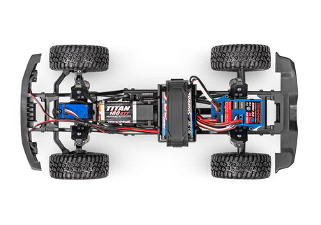 Traxxas TRX-4M Ford Bronco 18th-scale remote control RC truck chassis overhead view showing detailed design and construction