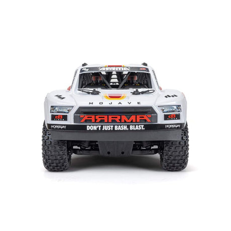 ARRMA 1/8 Mojave 4S 4X4 RTR desert truck with rugged tires and detailed body design, ready for off-road adventures.