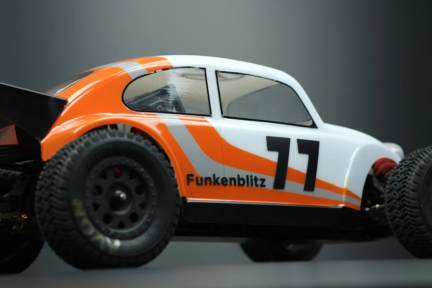 RC body funkenblitz by Phat Bodies for 1:14 and 1:12 chassis, featuring a sleek, vibrant design for remote control cars.