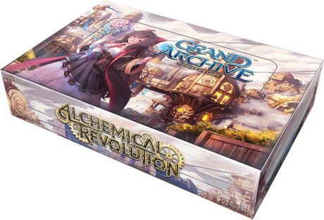 Weebs of the Shore Grand Archive TCG Alchemical Revolution Booster Box with colorful artwork and packaging.