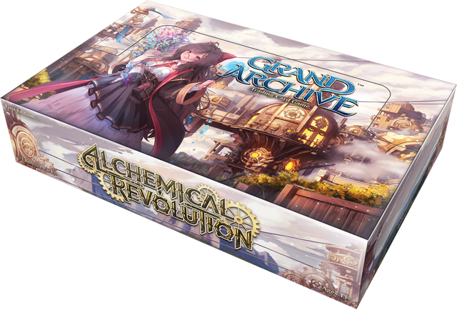 Weebs of the Shore Grand Archive TCG Alchemical Revolution Booster Box with colorful artwork and packaging.