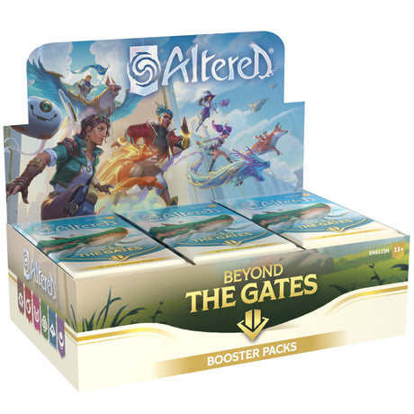 Altered: Beyond the Gates booster box by Equinox featuring colorful card artwork and vibrant packaging design.