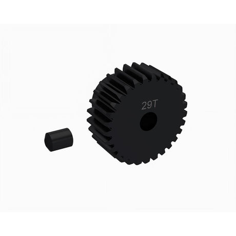 ARRMA 0.5 MOD pinion gear with 3.2mm bore, metal RC car part, shown in close-up with gear teeth visible.