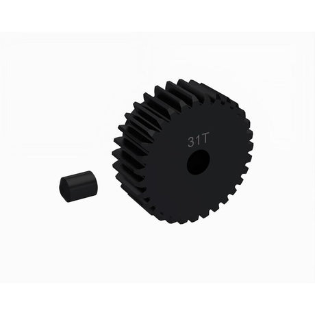 ARRMA 0.5 MOD Pinion Gear with 3.2mm bore, metal gear for RC cars, shown in a close-up view.