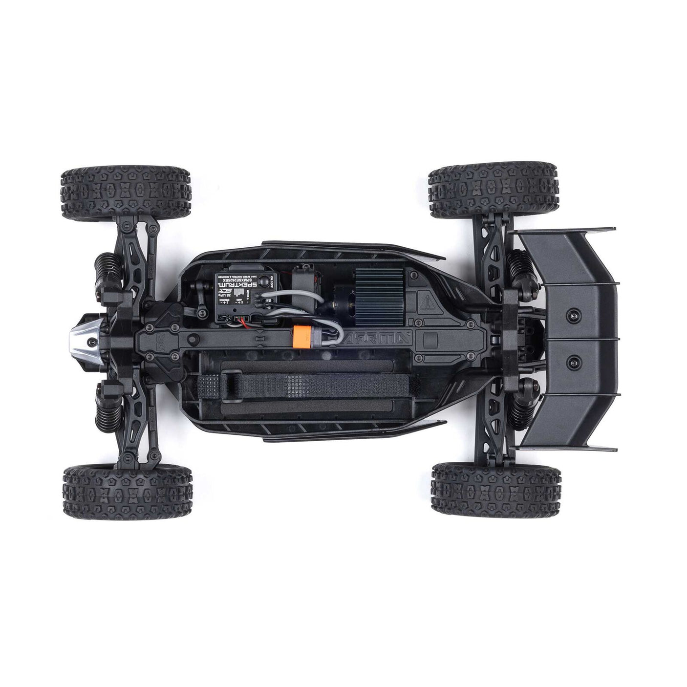 ARRMA 1/14 Typhon GROM 4x4 RTR brushed buggy in orange with black accents, showing its rugged design and off-road tires.