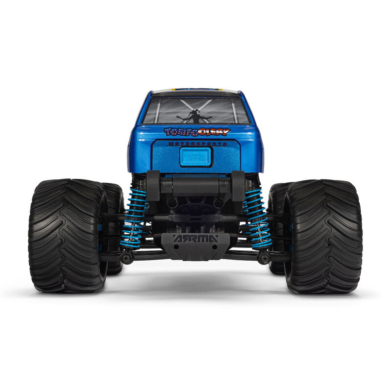ARRMA 1/16 Freedom Flyer 4X4 monster truck with large tires and detailed body, ready for off-road racing.