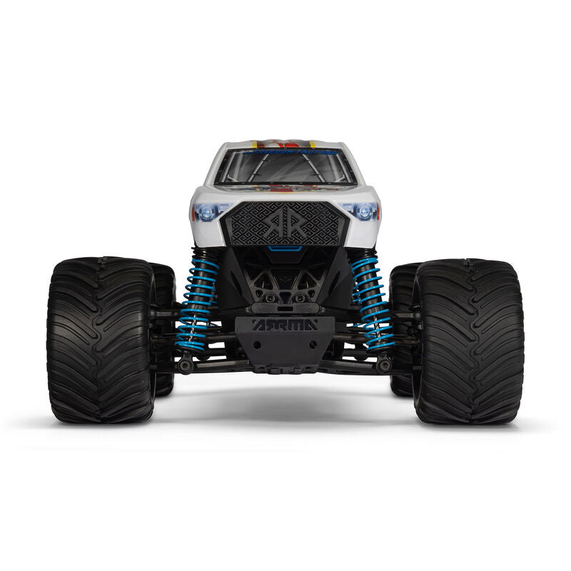 ARRMA 1/16 scale Freedom Flyer 4X4 monster truck with rugged tires and detailed body, perfect for off-road RC adventures.