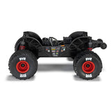 ARRMA 1/16 Quake Grom 4x4 RTR brushed monster truck in black with rugged tires and detailed design.