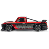 ARRMA 1/12 Infraction GROM 3S BLX 4x4 street truck, showcasing its sleek body, large tires, and brushed motor details.