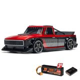 ARRMA 1/12 Infraction GROM 3S BLX 4x4 brushless street truck with battery and charger, showcasing its sleek design and off-road tires.