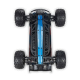ARRMA 1/16 Mini Kraton 3S RC car with charger and battery, shown in action on rough terrain.