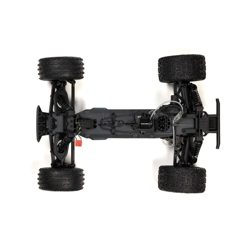 ARRMA 1/10 VORTEKS 2WD brushed stadium truck in blue, featuring off-road tires and detailed body design.