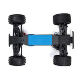 Blue ARRMA 1/10 VORTEKS 2WD RTR brushed stadium truck on a track, showcasing its sleek design and off-road tires.