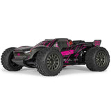 ARRMA 1/10 Vorteks 223S DSC 2WD RTR brushless stadium truck on off-road track, showcasing sleek design and rugged tires.