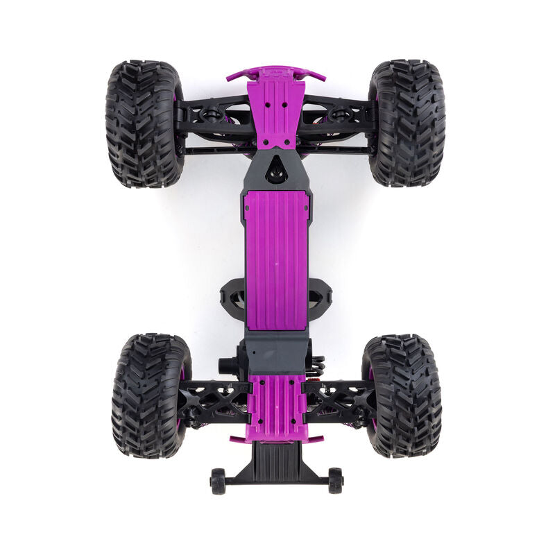 ARRMA 1/10 Quake 223S DSC 2WD RTR brushless monster truck with large tires and detailed body in action.