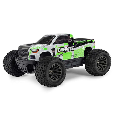 ARRMA 1/10 scale Granite 4x4 RTR brushed monster truck with rugged tires and detailed body, ready for off-road racing.