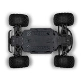ARRMA 1/10 Granite 4X4 RTR brushed monster truck in black and red, showcasing rugged off-road tires and detailed body design.