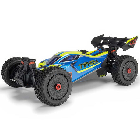 ARRMA 1/8 Typhon 4x4 RTR brushed buggy with rugged design and large off-road tires, ready for high-speed outdoor racing.