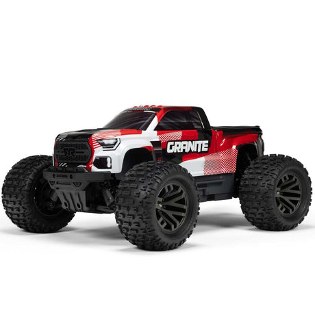 ARRMA 1/10 scale Granite 223S DSC 4x4 RTR brushless monster truck on rugged terrain with detailed body and large tires