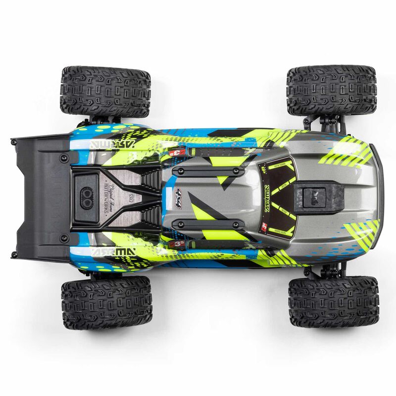 ARRMA 1/10 VORTEKS 223S DSC 4x4 RTR brushless stadium truck on a track with detailed body and off-road tires.
