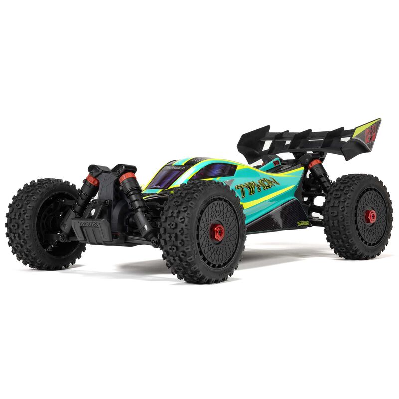 ARRMA 1/8 Typhon 223S DSC 4x4 RTR brushless buggy with rugged off-road tires and detailed chassis in action.