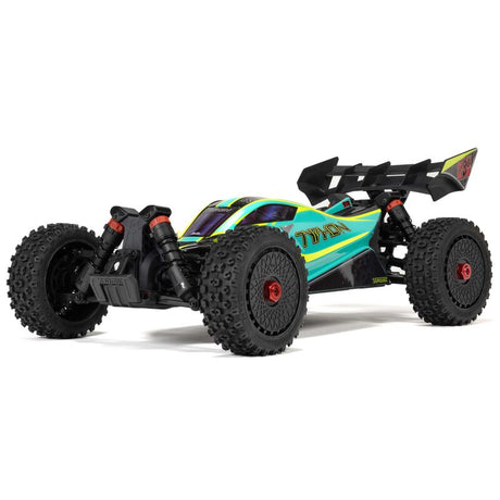 ARRMA 1/8 Typhon 223S DSC 4x4 RTR brushless buggy with rugged off-road tires and detailed chassis in action.
