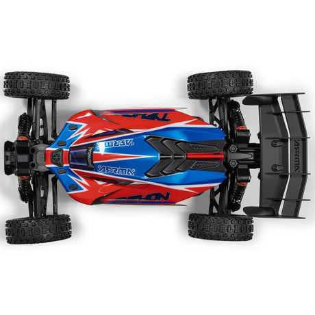 ARRMA 1/8 Typhon 223S DSC 4x4 RTR brushless buggy with detailed chassis and off-road tires, ready for high-speed RC racing.