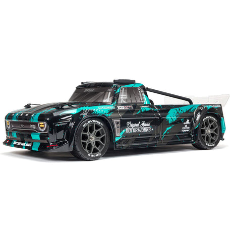 ARRMA 1/8 Infraction 3S 4X4 RC car with sleek design and detailed body, shown in a dynamic action pose.
