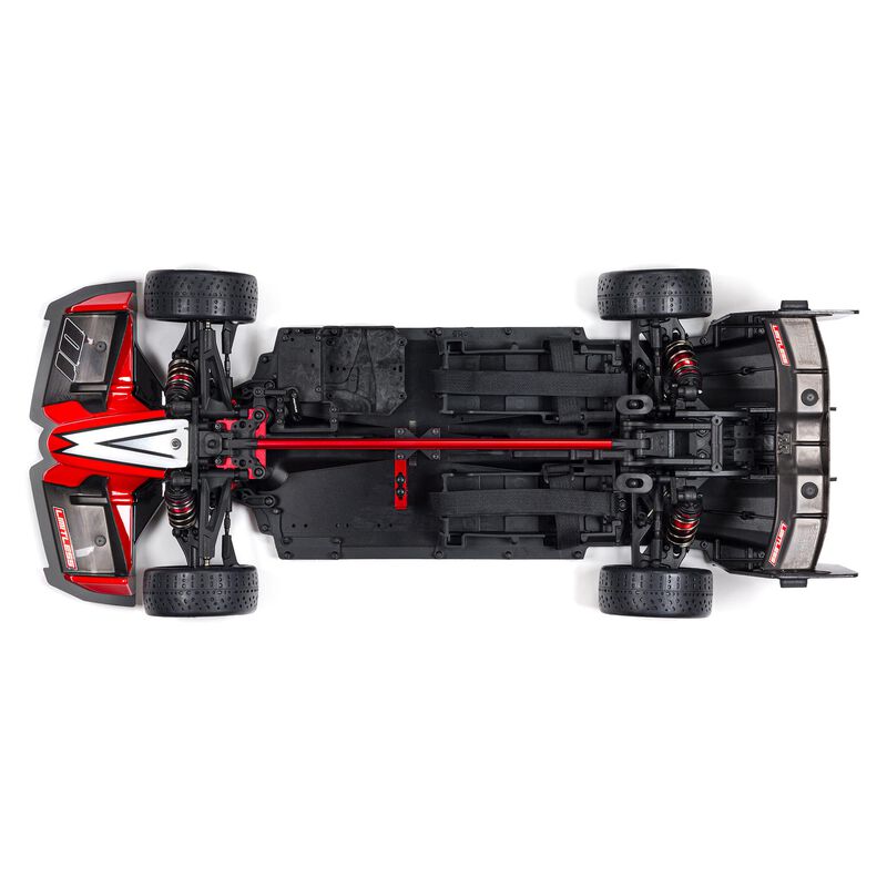 ARRMA 1/7 Limitless 6S 4x4 brushless RC car on a track, showcasing its sleek design and high-performance features.