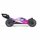 ARRMA 1/8 Typhon TLR Tuned 4x4 roller buggy with detailed chassis and off-road tires, ready for assembly and customization.