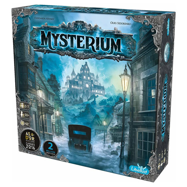 3D image of the Mysterium (Refresh) board game box by Asmodee, featuring artwork and branding on the front.