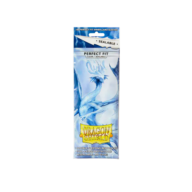 Dragon Shield clear sealable perfect fit sleeves for cards, transparent and resealable, designed for card protection and storage.