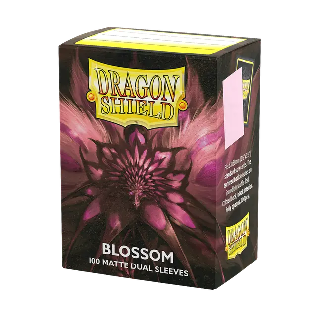 Dragon Shield Blossom Dual Matte Standard Sleeves for trading cards, featuring colorful blossom design and matte finish.