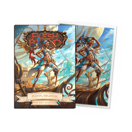 Dragon Shield Matte Puffin Hightail Art Standard sleeves for trading cards, featuring a matte finish and colorful puffin design.