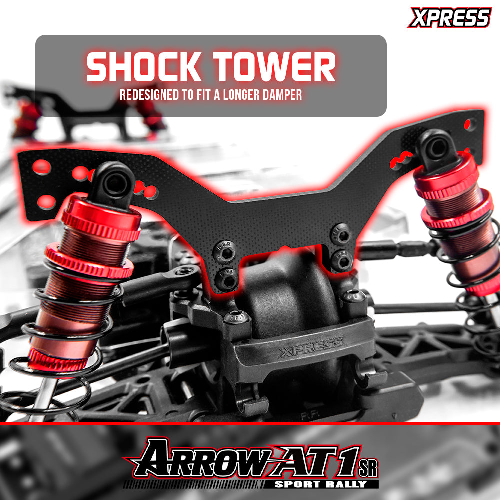 Xpress Arrow AT1SR 1/10 scale 4WD shaft drive rally car shock tower with detailed suspension components