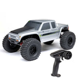 Axial 1/10 SCX10 III Coyote 4x4 RTR brushed rock crawler with detailed chassis, tires, and RC body in rugged off-road setting