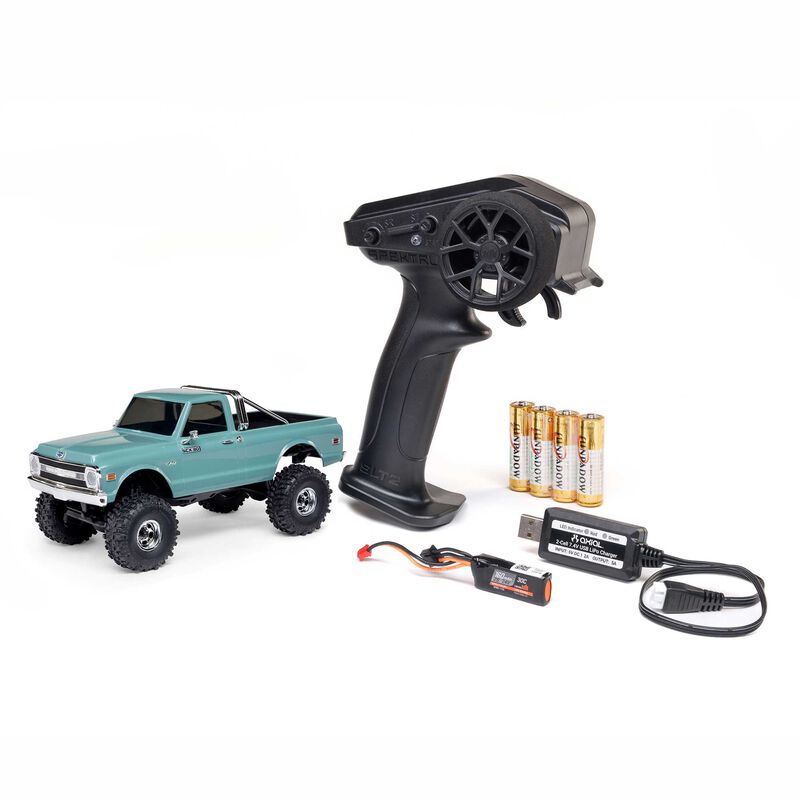 Axial 1/30 scale SCX30 Chevrolet K10 4x4 brushed rock crawler with detailed body and off-road tires, ready for outdoor terrain.