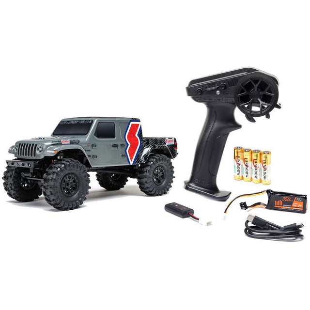 Axial SCX24 Summit Racing Jeep Gladiator 4x4 rock crawler RTR showing off detailed rugged exterior and off-road tires.