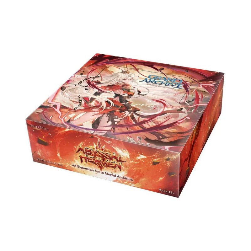 Abyssal Heaven 1st Edition booster pack from Grand Archive TCG by Weebs of the Shore, featuring colorful card artwork.