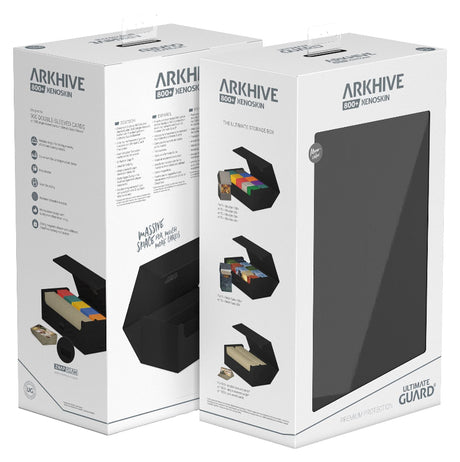 Ultimate Guard Arkhive 800+ XenoSkin monocolor card storage box with sleek black finish, designed for organized card collection storage.