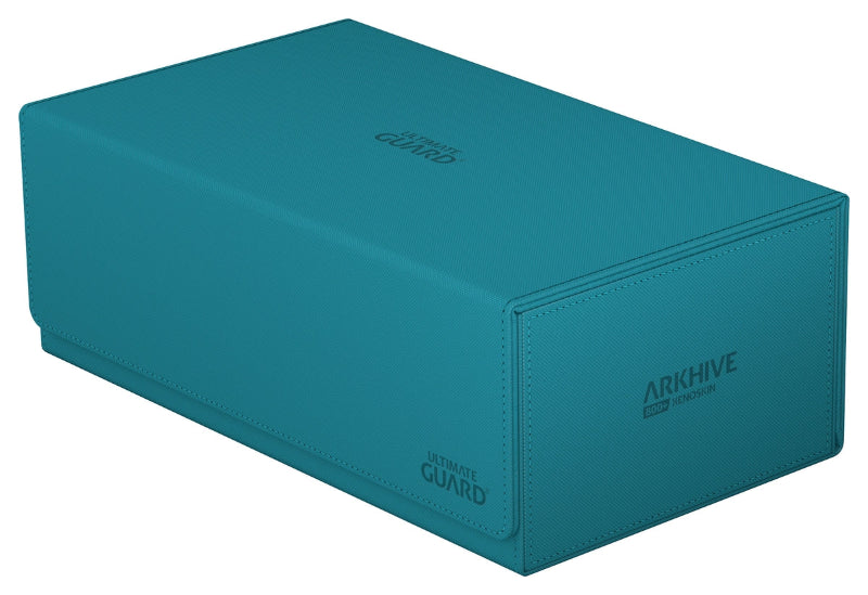 Ultimate Guard Arkhive 800+ XenoSkin monocolor card storage box in petrol color with a sleek, durable design for collectible cards.