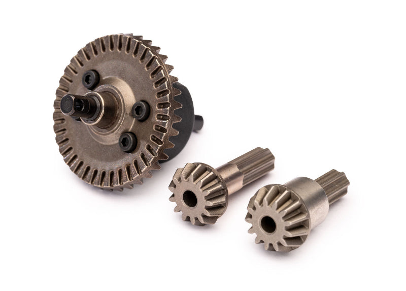 Traxxas assembled differential with 37-tooth ring gear and 13-tooth pinions for RC vehicle drivetrain components.