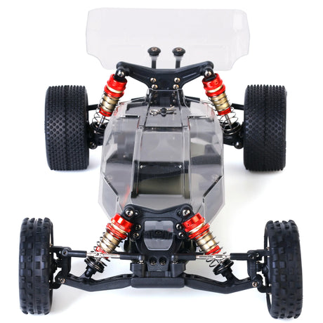 LC Racing BHC-1 1/14 2WD Buggy Kit with detailed chassis and suspension components, ready for assembly and racing.