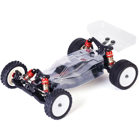 LC Racing BHC-1 1/14 scale 2WD buggy kit showing assembled chassis and suspension components on a white background.
