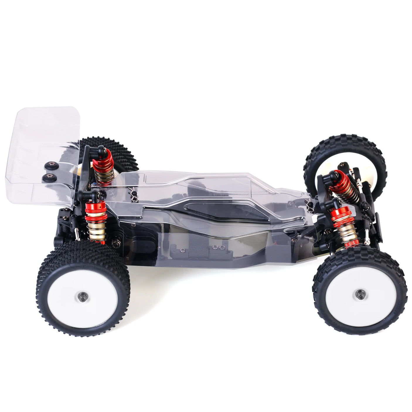 LC Racing BHC-1 1/14 2WD Buggy Kit with chassis, suspension, and components ready for assembly.