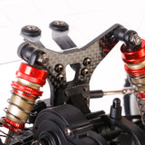 LC Racing L5030 carbon fiber rear shock tower for BHC-1 RC car, sleek black design with precise cutouts and mounting points