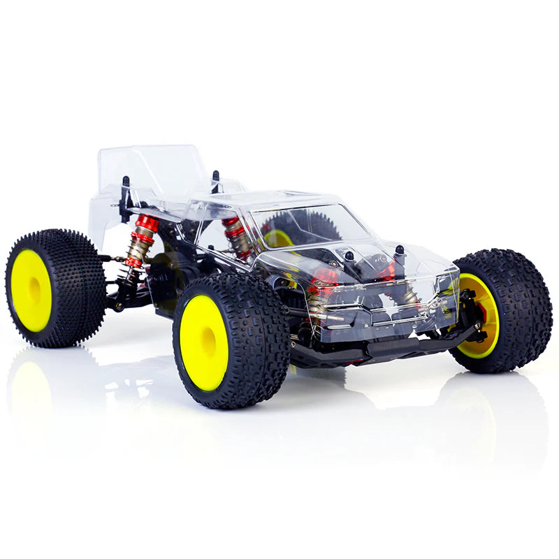 LC Racing BHC-1ST 1/14 scale 2WD stadium truck kit with detailed chassis and rugged tires, ready for RC off-road racing.