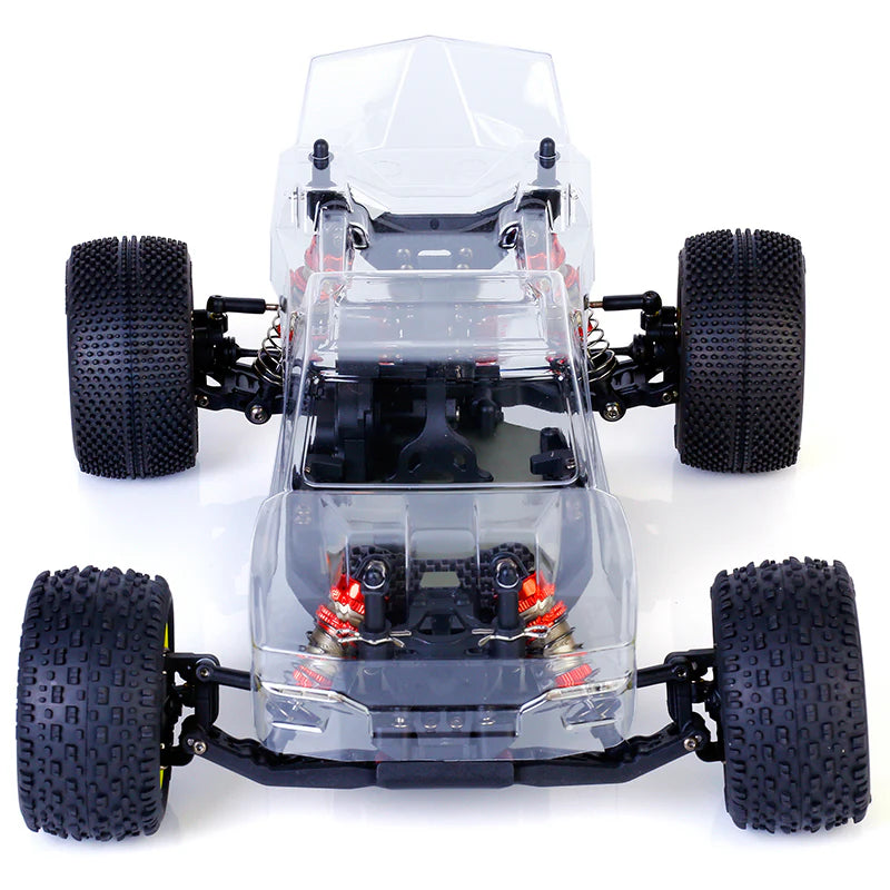 LC Racing BHC-1ST 1/14 2WD Stadium Truck Kit with detailed chassis, wheels, and suspension components visible in the image.