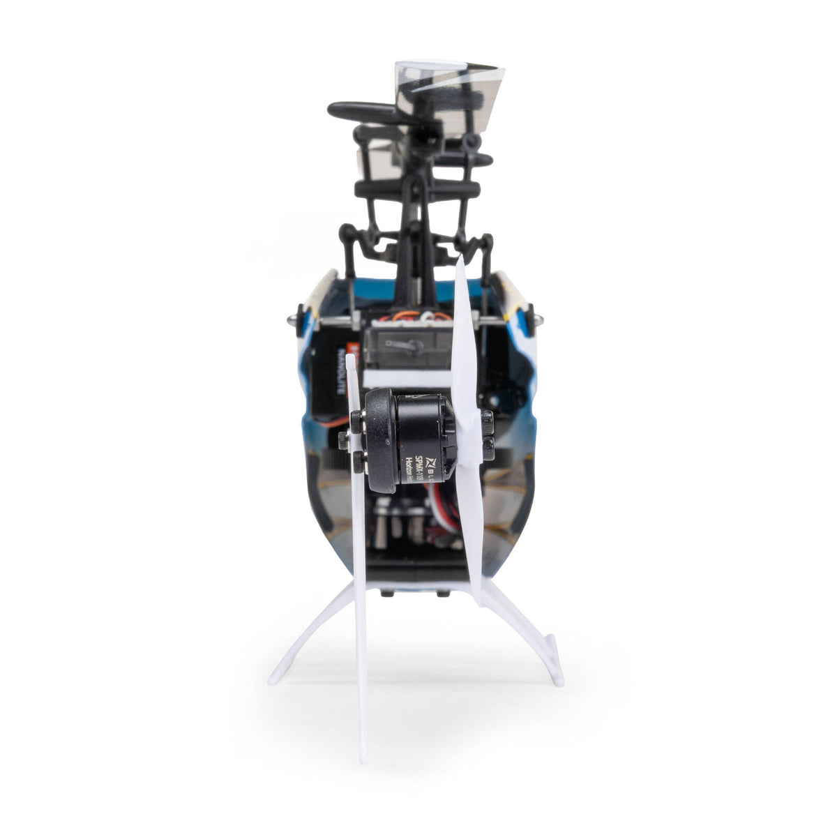 Blade Revolution 155 CP RTF with SAFE drone in flight, showing sleek design and propeller protection system.