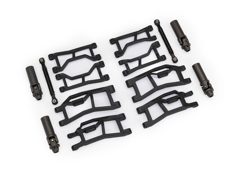 Traxxas Black HD WideMaxx Suspension Kit with enhanced suspension components for off-road RC trucks.